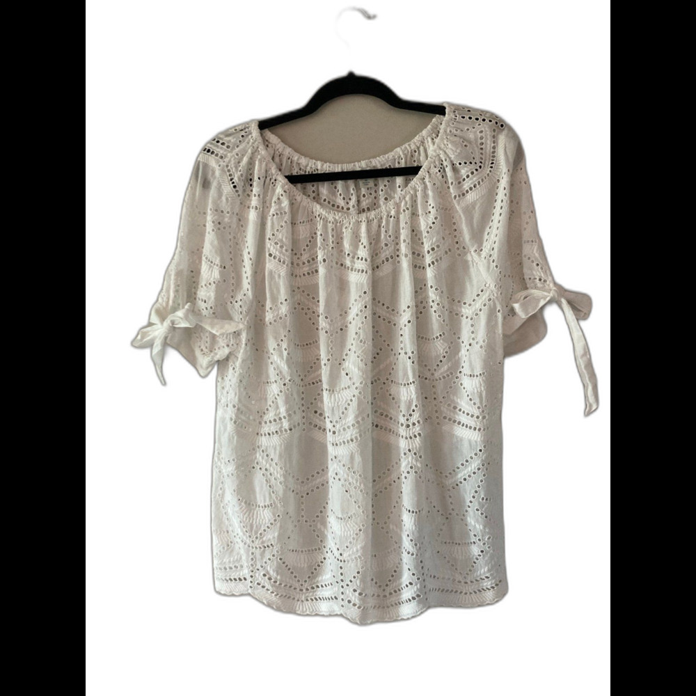 Sundance Living White Cotton Eyelet Summer Top Medium